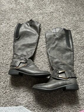 Mossimo Tall Gray Buckle Riding Boots